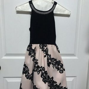 Black velvet and pink girls dress